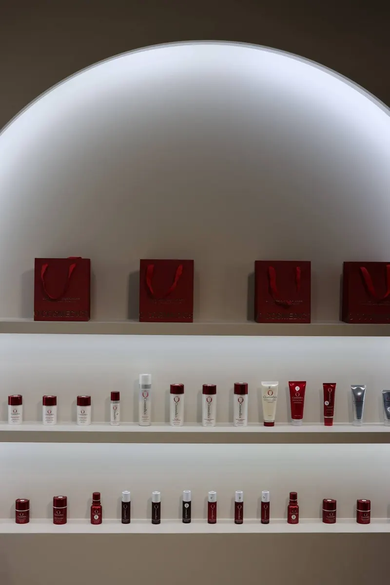 The arched product wall inside the Sculpted studio